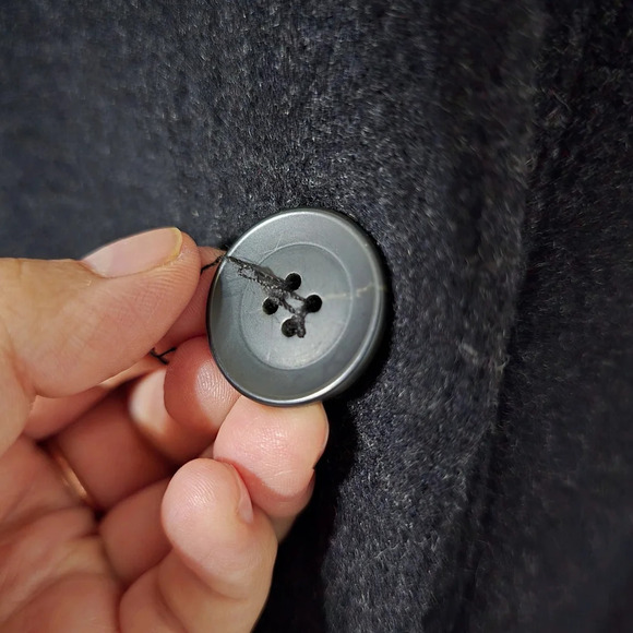 Vintage ANNE KLEIN Single Breasted Short Peacoat in Dark Charcoal, 100% Wool - Picture 7 of 14